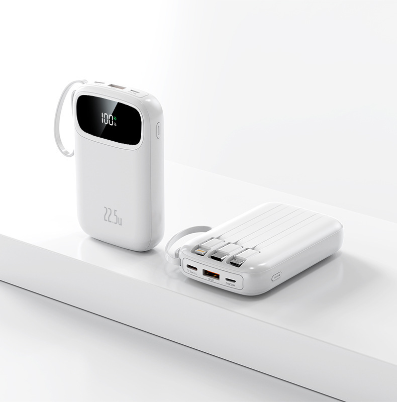 3C-Zertifizierung 22,5W Super-Schnellladung Mini-Powerbank mit integriertem Kabel 20000mAh Kapazität mobile Stromversorgung Blitzladung