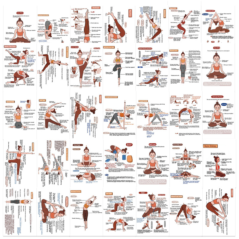 41 English Yoga Stickers, Sports Postures, Mobile Phones, Laptops, Water Cups, DIY Decorative Stickers