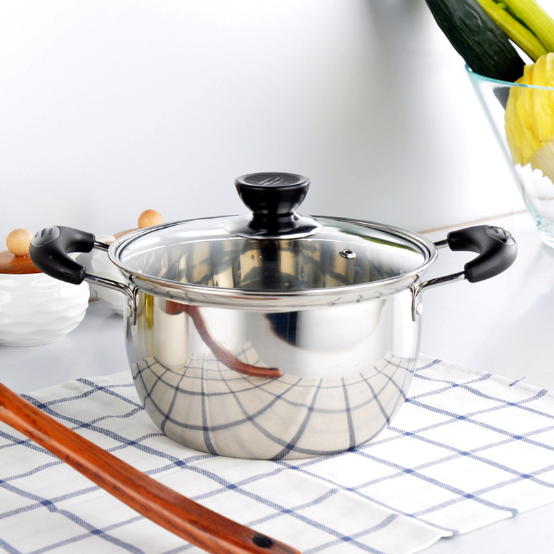 韓式不鏽鋼湯鍋加厚湯煲煮面多用鍋具電磁爐通用禮品鍋