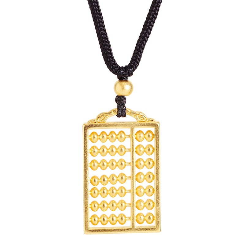 Antigua arena francesa oro Ábaco negro cuerda collar estilo chino retro todo fósforo Ruyi placa auspicioso transmisión en vivo productos calientes suministro directo de fábrica