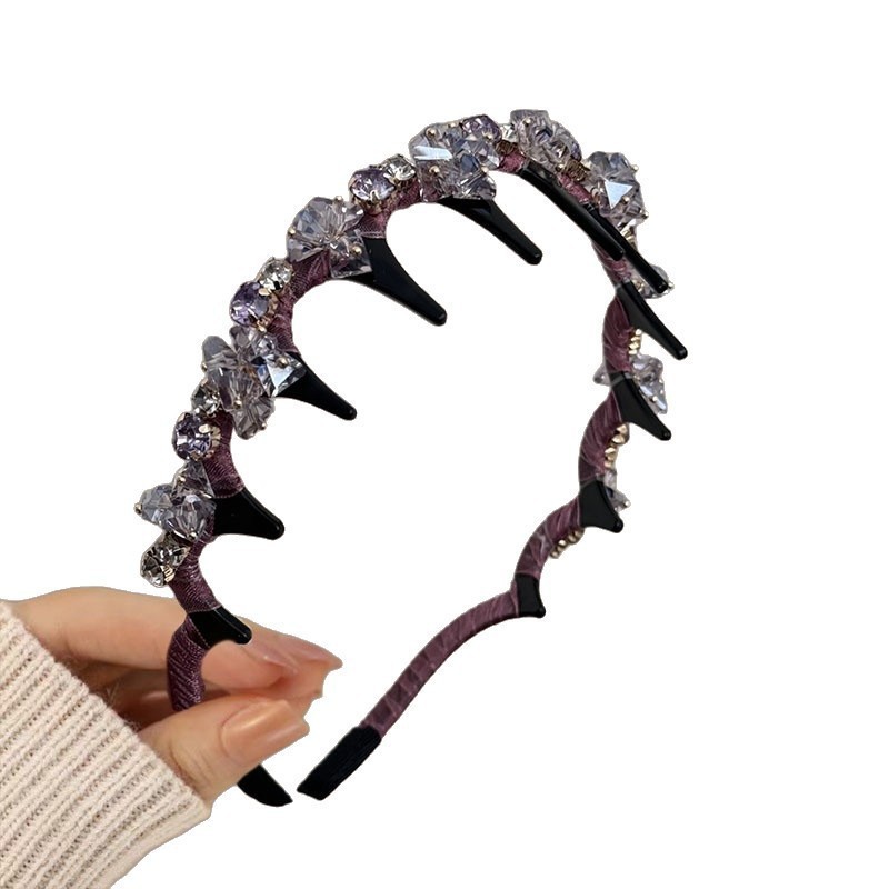 新しいクリスタル歯付きライト高級フルダイヤモンドヘアバンドヘアアクセサリーシンプルな気質レトロ多用途薄型ヘッドバンドヘアピン女性のヘアアクセサリー|undefined