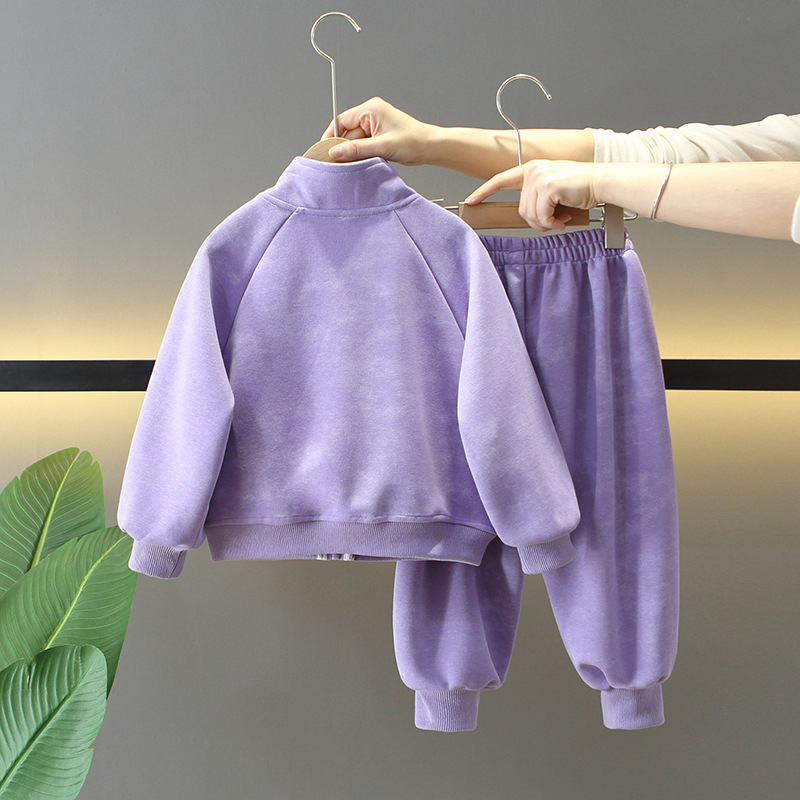 7730 traje de primavera para niños 2025 nueva ropa deportiva de primavera y otoño para niños ropa para niñas cárdigan de dos piezas para bebés