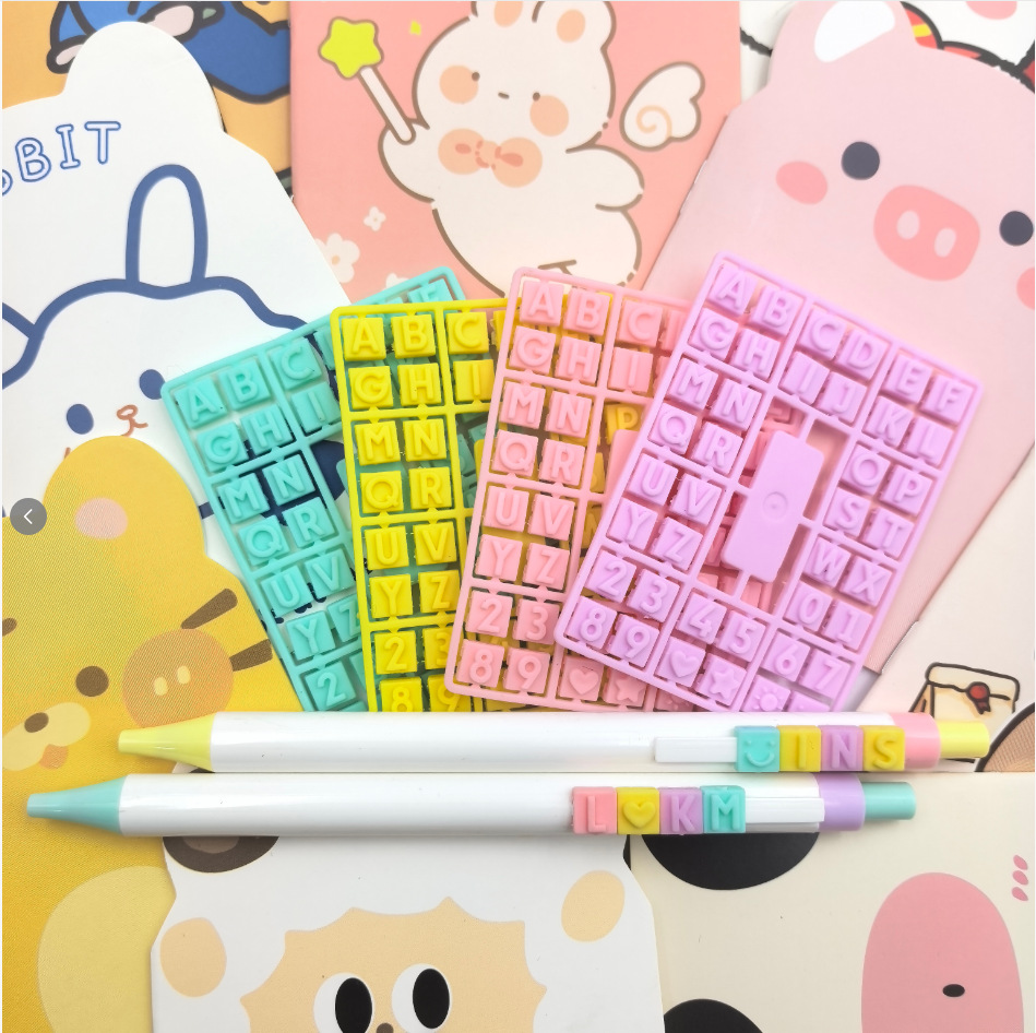 Creative Puzzle Letter Pen, Neutral Press-Type DIY Couple Pen, Simple Style Student Confession Signature Pen, Gift Pen