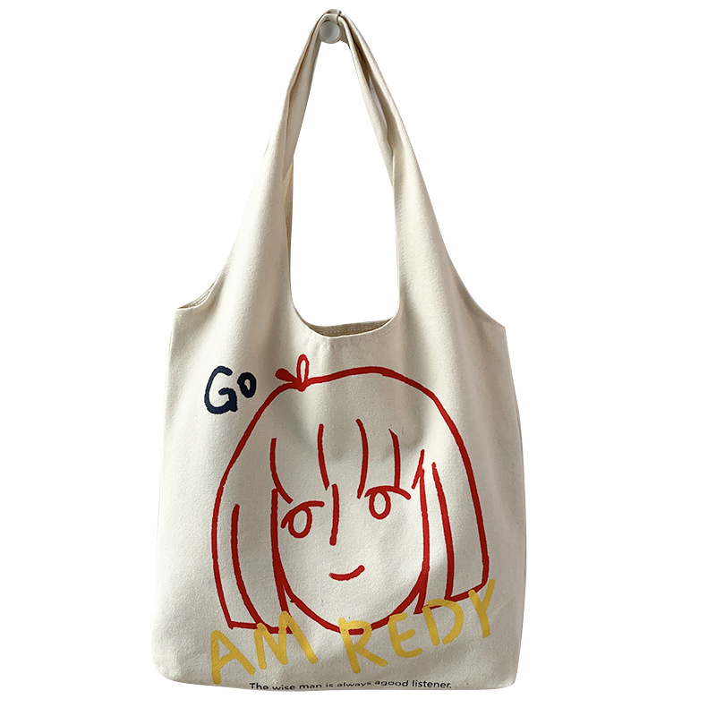 De estilo europeo de diseño de arte bolsa de lona de las mujeres de un solo hombro portátil japonés coreano INS de gran capacidad de estudiante de clase bolsa de libros de verano