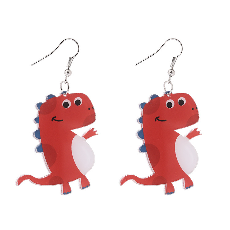 Lindos Aretes Creativos Acrílicos Dibujos Animados Dinosaurio Aretes display picture 2