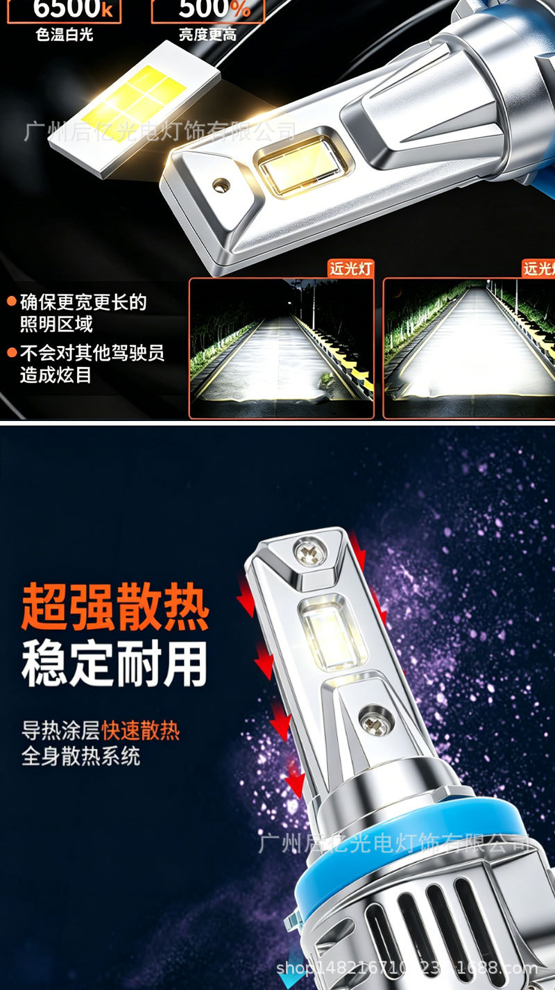 Car Led Headlights for Cross-Border Use, Modified High-Brightness Integrated High and Low Beam Car Headlights, Led Front Lights