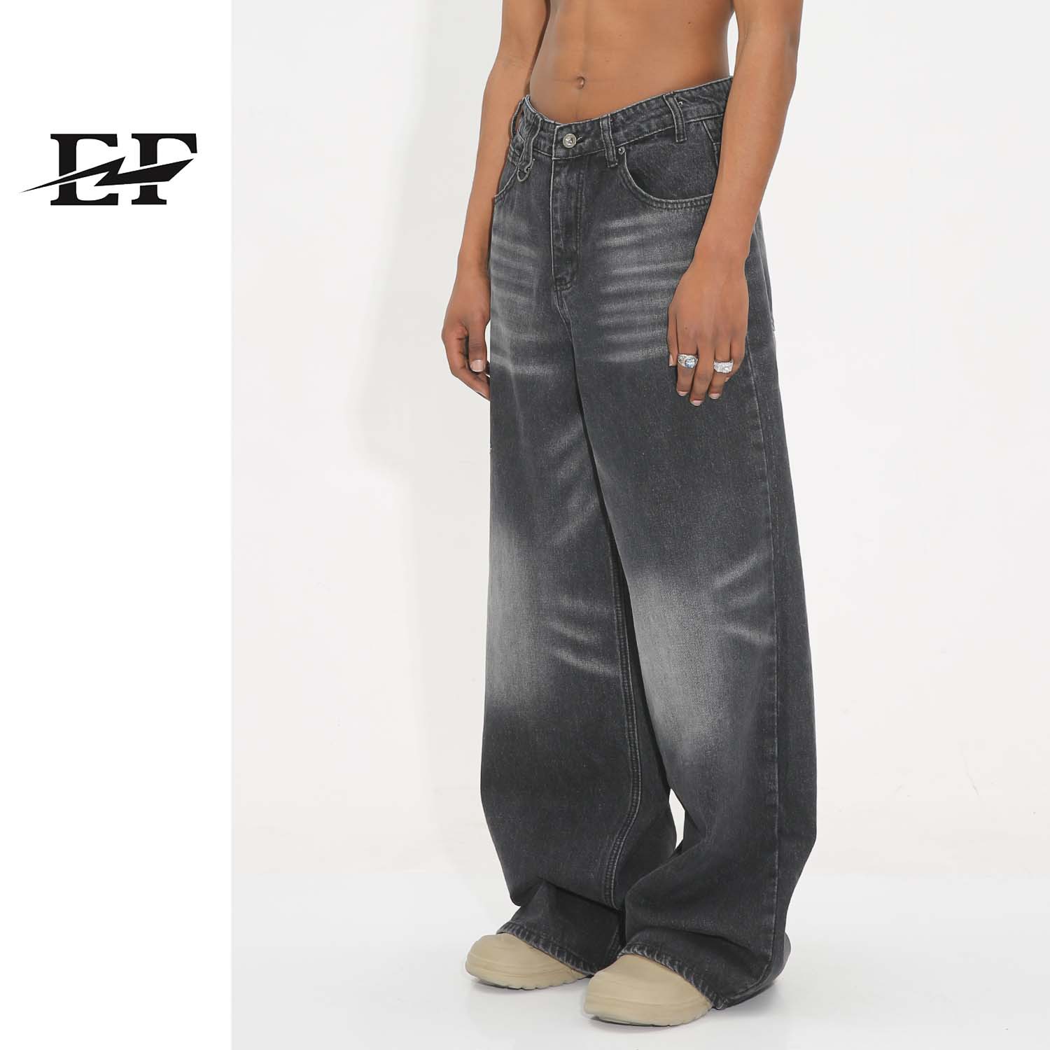 EF Denim | 2023 nuevos pantalones lavados retro rectos de pierna ancha pantalones de mezclilla sueltos hombres a juego