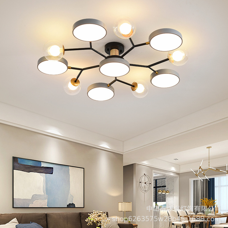 Cross-Border Modern Minimalist Living Room Ceiling Lamp Bedroom Lamp Light Luxury High-End Macaron Restaurant Chandelier American Lamps