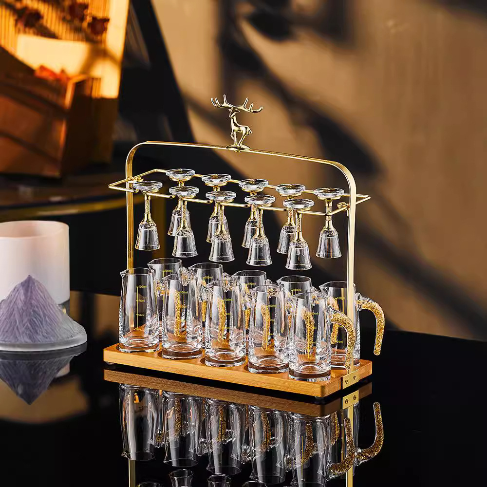 Foil de oro de gama alta taza de licor conjunto casero de alto nivel licor ligeramente lujoso de alto grado licor taza de bala de licores un sorbo de taza