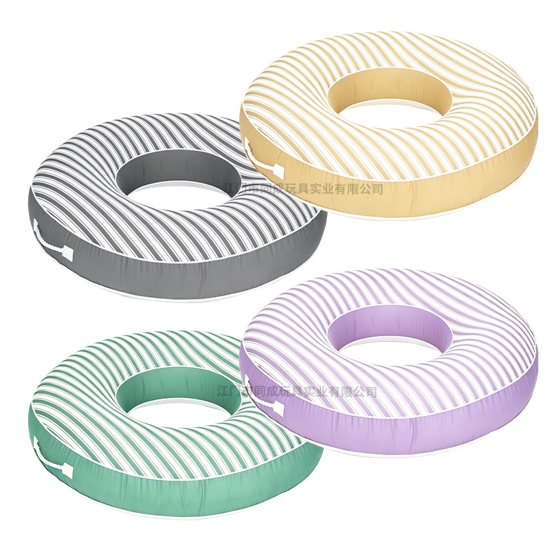 Anillo de natación infláble de PVC desmontable a rayas para adultos, anillo de asiento grueso para adultos, anillo de natación infláble personalizado