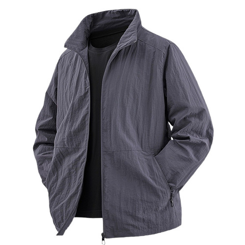Men's 2025 Spring and Autumn Stand Collar Jacket, Thin Version, Casual Spring and Autumn Waterproof Thin Trendy Outerwear