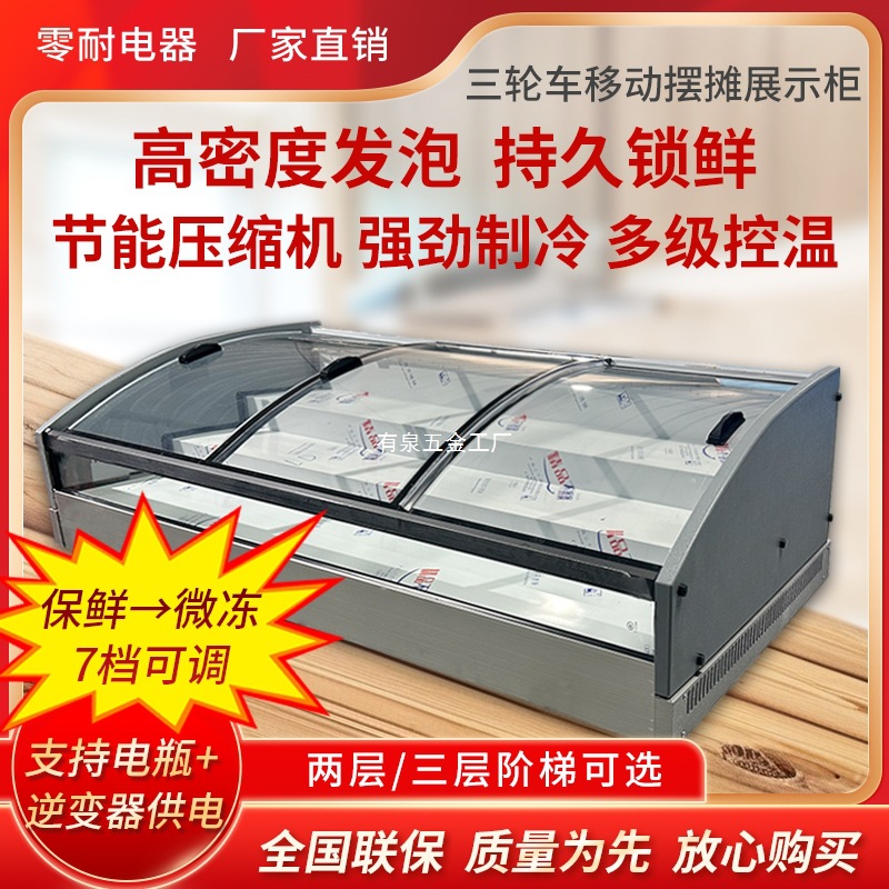 三轮车移动摆摊冰柜台式阶梯冷藏冷冻展示柜夜市炸串保鲜柜冰箱
