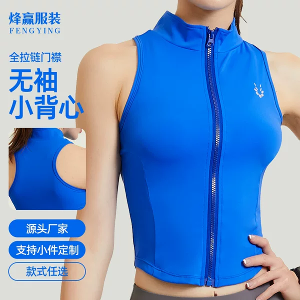 Summer New Sleeveless Zipper Vest Breathable Quick-Drying Running Fitness Clothing Sports Casual Slim Vest for Women
