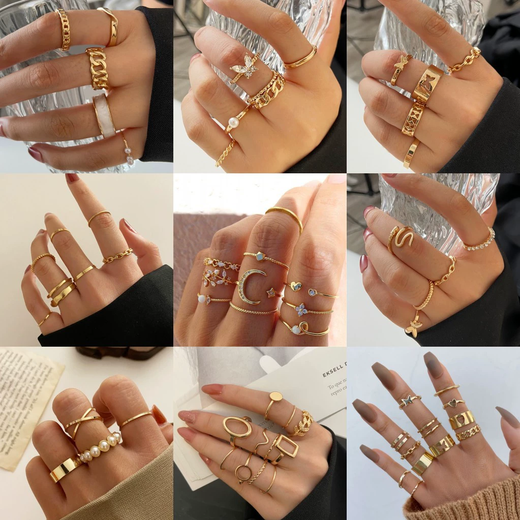Креативное кольцо, геометрический набор, AliExpress, простой и элегантный дизайн, яркий запоминающийся стиль