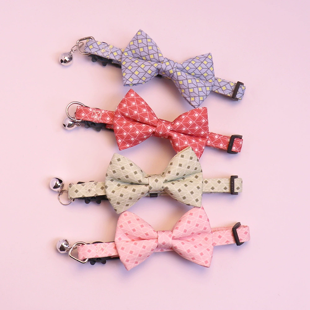 Новый трансграничный товар, клетчатый ошейник для домашних животных, милый галстук-бабочка, клетчатый бант, ошейник для кошек, регулируемый ошейник для собак