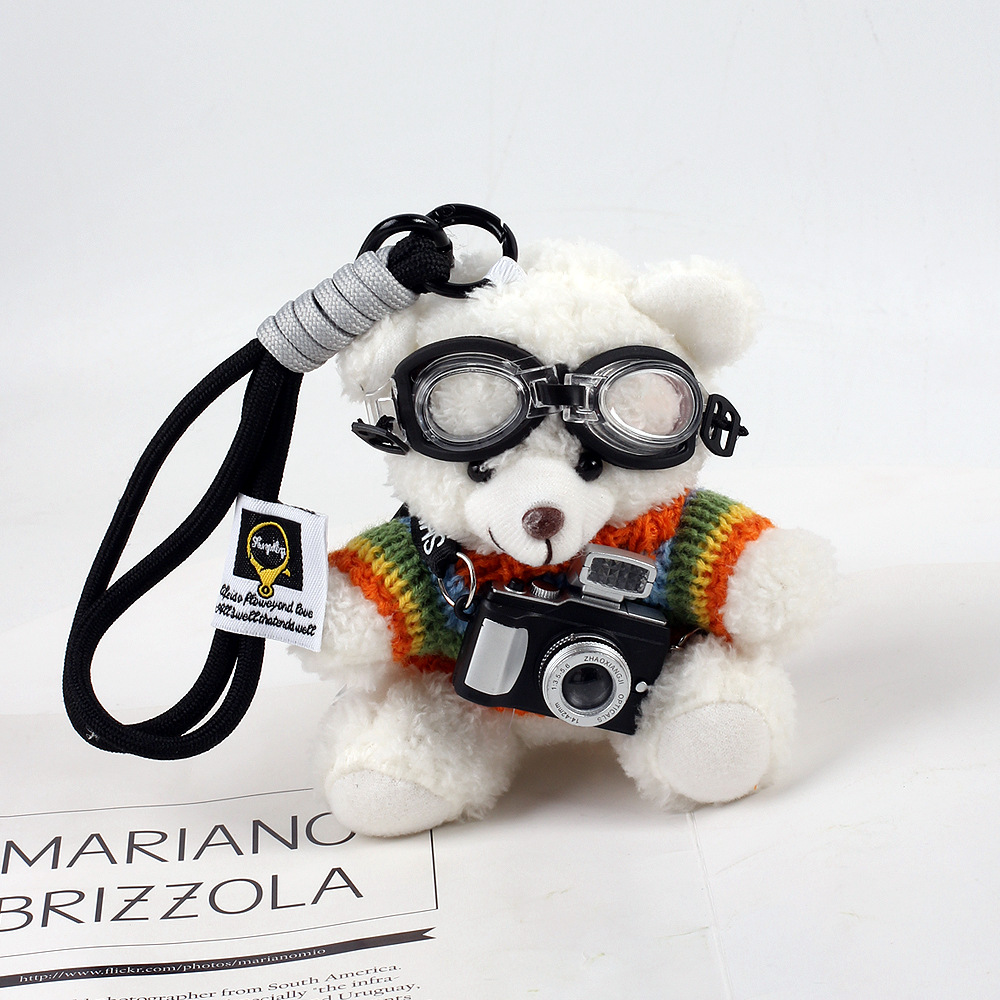 Nueva cámara creativa osos colgante bolsos colgantes muñecas de peluche muñecas pareja llavero regalo creativo