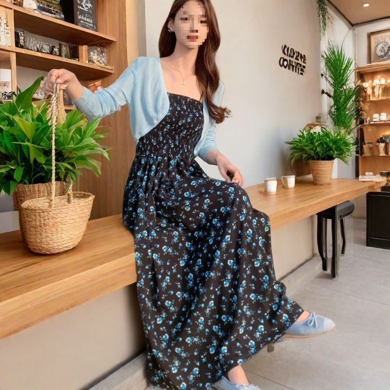 Blue slip dress