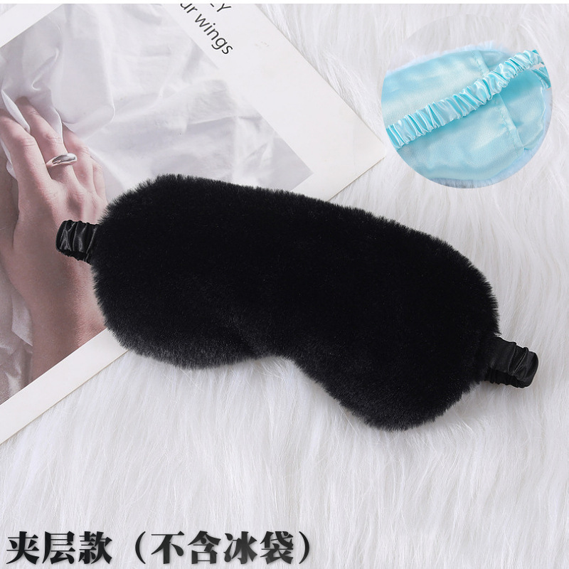 Spot piel de conejo pequeña máscara para dormir máscara para dormir máscara para ojos de felpa máscara para ojos transpirable de seda de imitación agradable para la piel máscara para ojos agradable para la piel de otoño e invierno