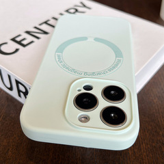 液体シリカゲルはiphone16 promax磁気吸引携帯ケースリンゴ15精孔レンズ全包14純色を適用する