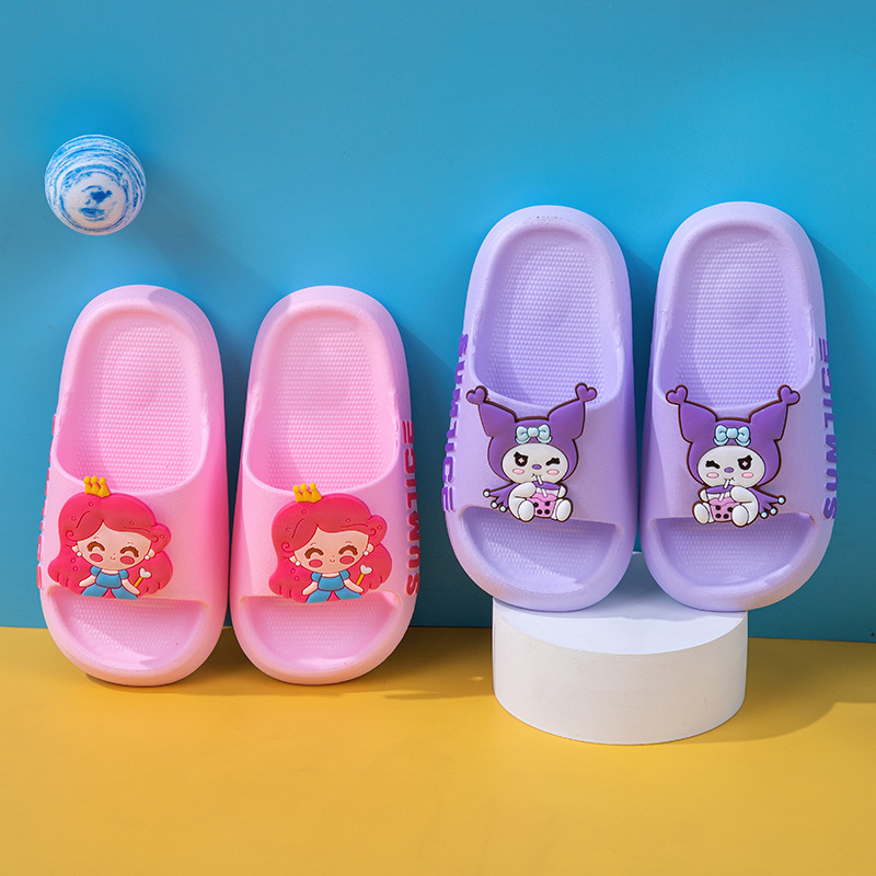 Summer Girls' Princess Cartoon Indoor Non-Slip Bathroom Bathing Cute Soft-Soled Parent-Child Slippers for Small and Medium-Sized Children
