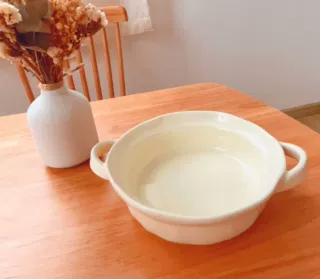 ins奶油色手捏双耳汤碗日式家用陶瓷餐具面碗沙拉碗水果碗