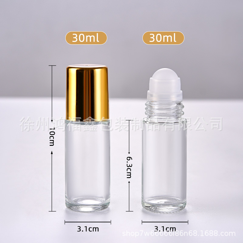 Frasco Roll-On de Vidrio Ámbar 30 ml / 50 ml con Esfera de Cristal