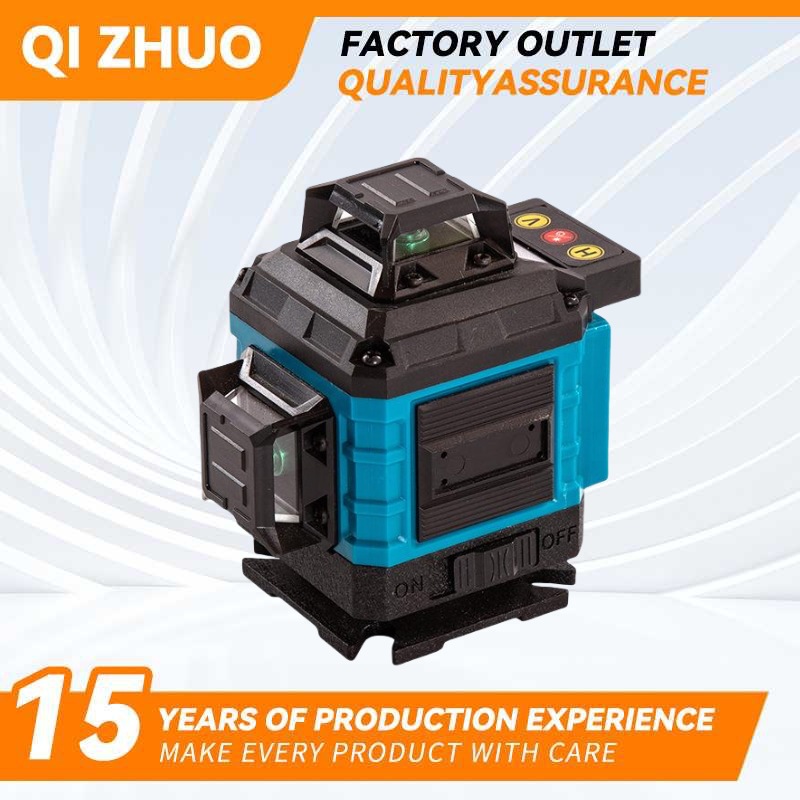 Nivel exterior de 12 líneas, luz verde, luz fuerte de alta precisión, línea fina, láser infrarrojo, nivel, medidor de tierra, medidor de pared