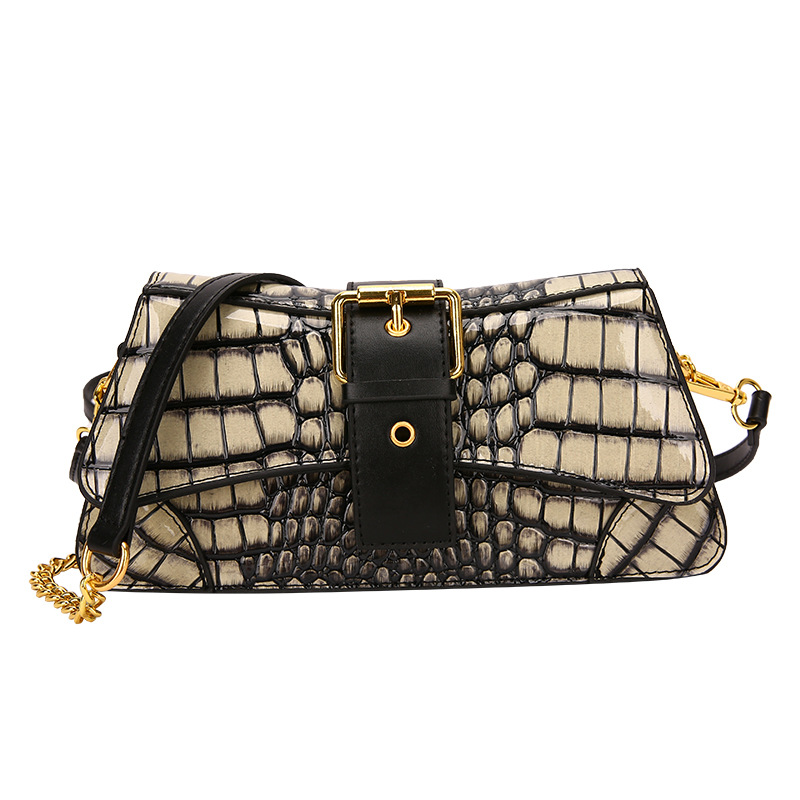 Bolso de la axila retro estilo de Hong Kong 2023 Verano nueva bolsa de la cadena transfronteriza textura hombro patrón de cocodrilo bolsa de mensajero de las mujeres