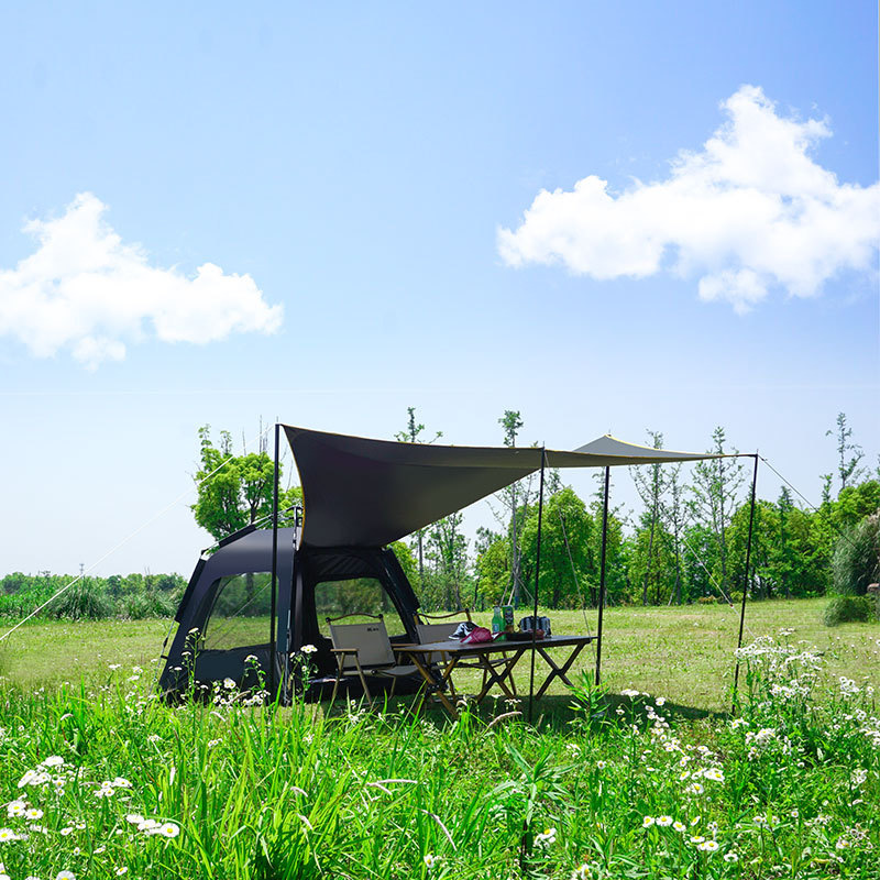 Carpa de acampamiento de gran espacio de parque al aire libre de protección solar hexagonal de vinilo totalmente protector solar automático