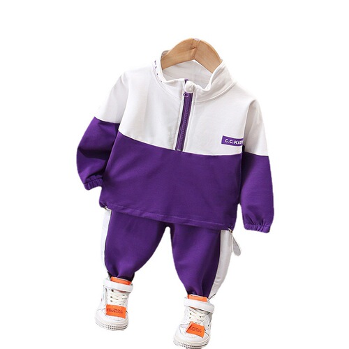 Children's suit set with long-sleeved zipper jacket and pants