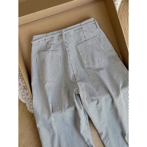 Comfortable, stylish, and photo-worthy! Designer striped straight-leg casual pants for women, summer loose and thin high-waisted pants, trendy