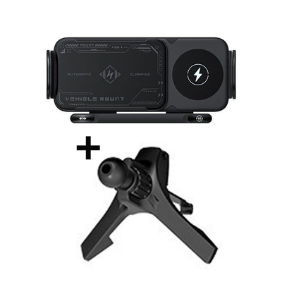 bracket air outlet telescopic rotating | Car phone holder - x01-black-wireless-rechargeable-stand-bverted-hook-base