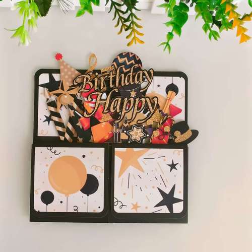 Creative 3D Happy Birthday Pop-Up Greeting Card with Hollow Paper Carving, Birthday Pop-Up Box