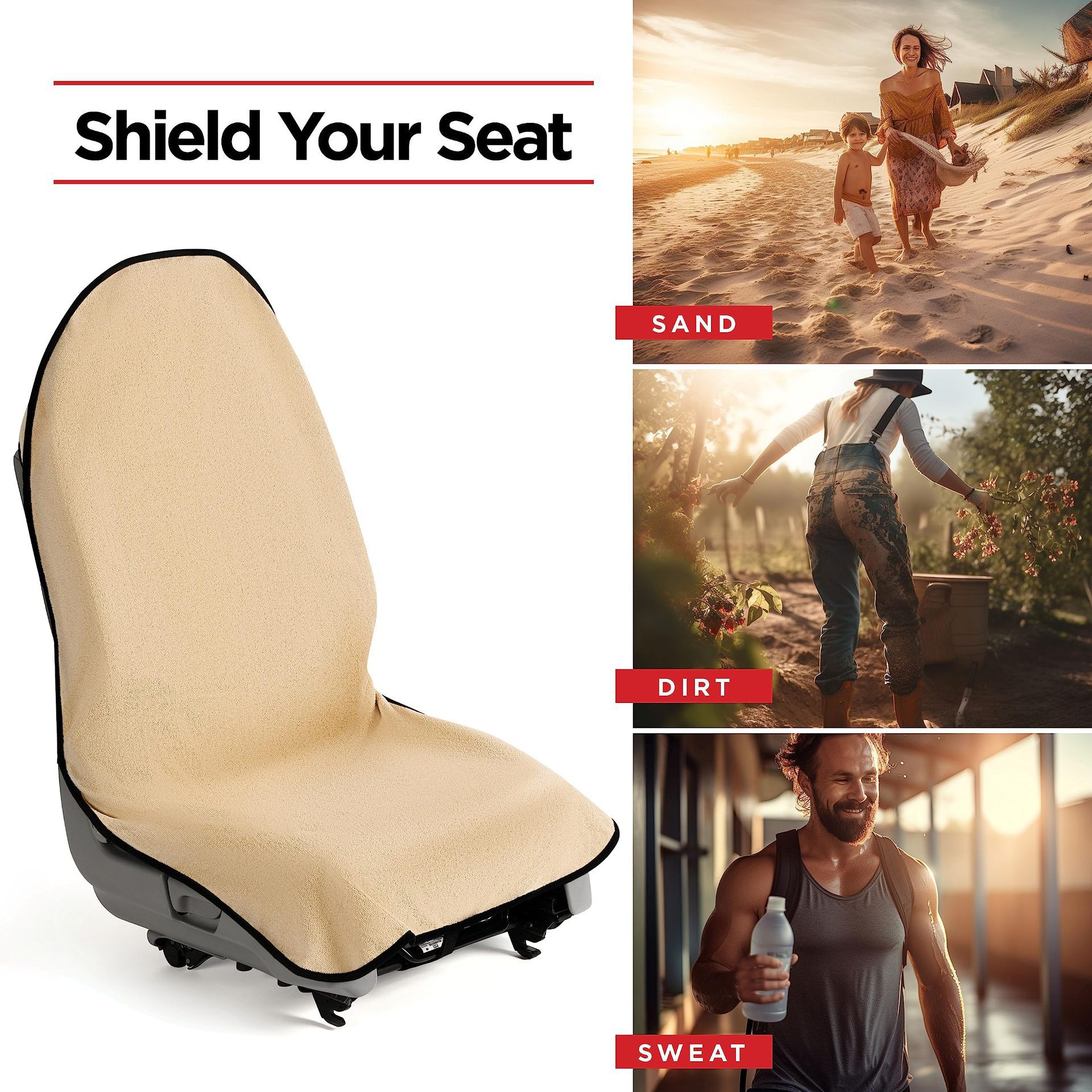 Universal car seat cushion cover, waterproof, non-slip, sweat-absorbent towel seat cover, dustproof, outdoor bucket sports seat cover
