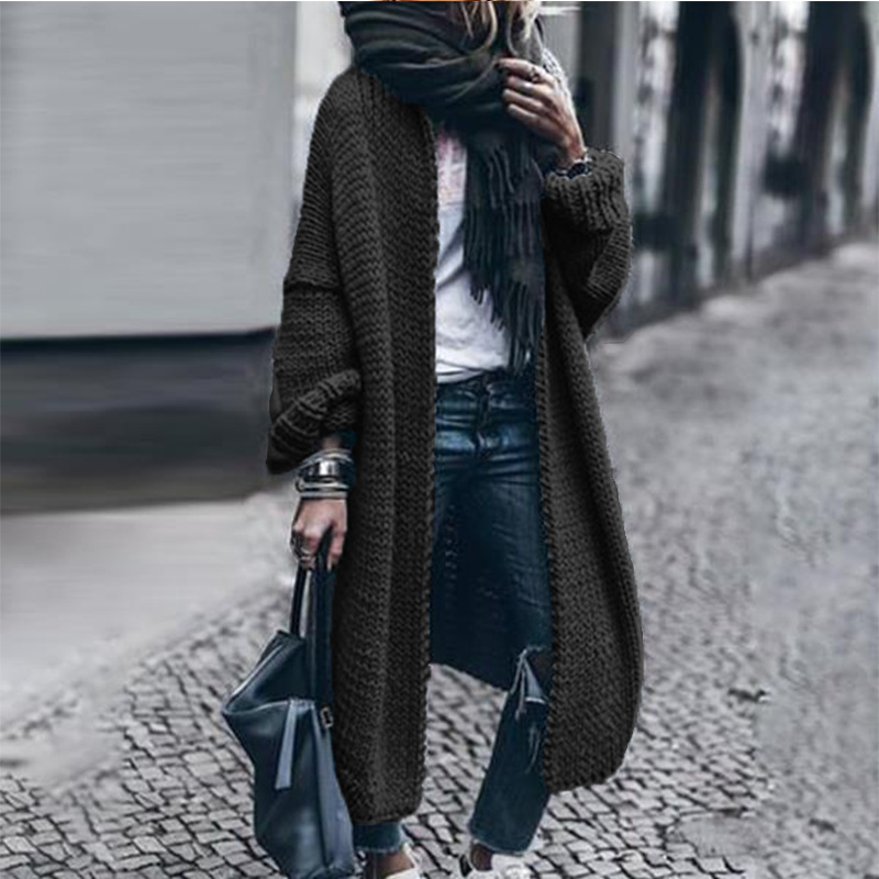 Primavera y otoño de manga larga de punto cardigan casual suéter suelto abrigo