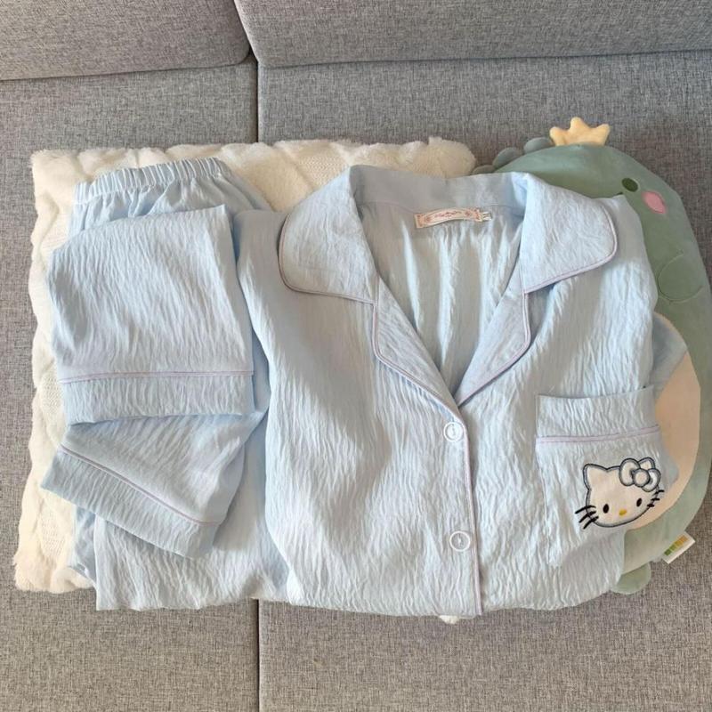 云朵棉睡衣女款夏季ins格子短袖套装高级感家居服可外穿跨境批发|undefined