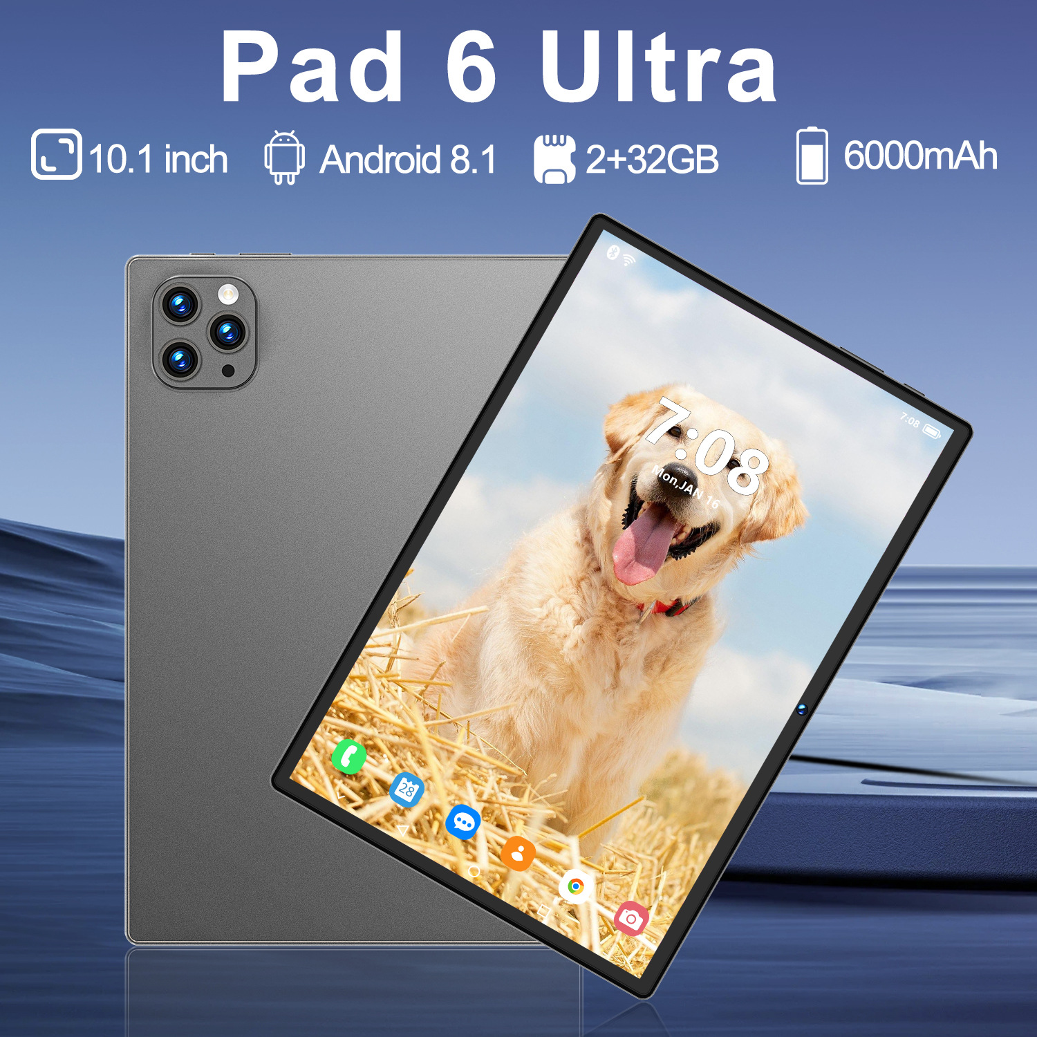 跨境Pad6 Ultra平板电脑10.1寸屏3G通话2+32安卓系统8.1厂家批发