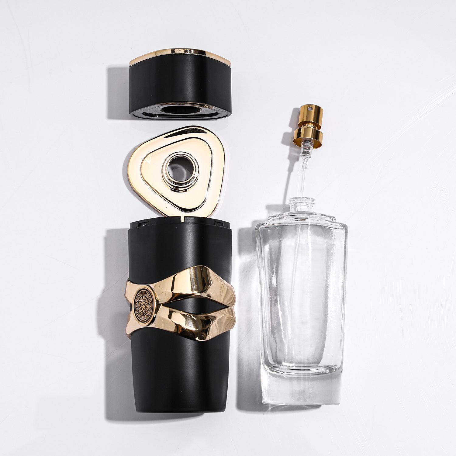Subbotella de perfume Botella de perfume de vidrio transparente Botella de tarjeta Botella de perfume Botella de perfume de presión Botella de perfume Botella desnuda