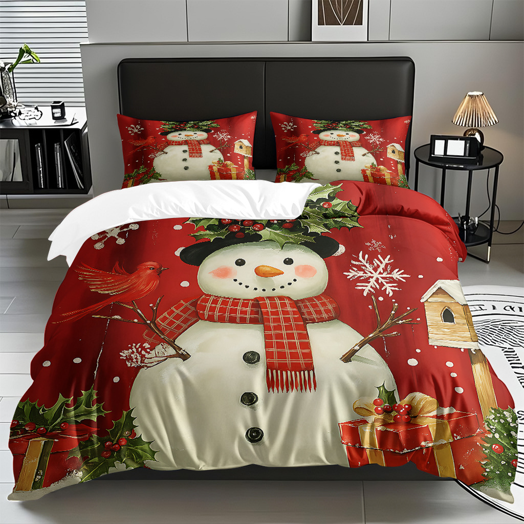 Impresión digital 3D Kit de colcha de navidad muñeco de nieve alce piel fábrica de textiles caseros directa TEMU / JIT