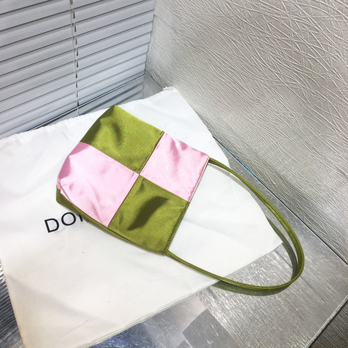 Bag for Women  New Unique Retro Satin Color-blocked Chessboard Shoulder Bag Mini Small Square Handbag