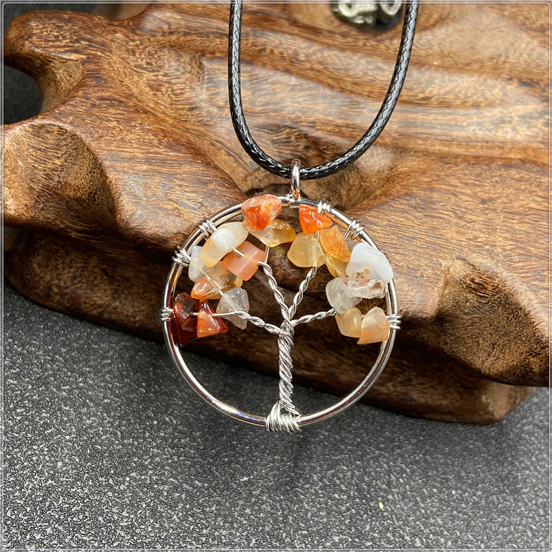 Tree Pattern Unisex Gender 1 Piece Korean Style Tree Natural Stone Plating Necklace