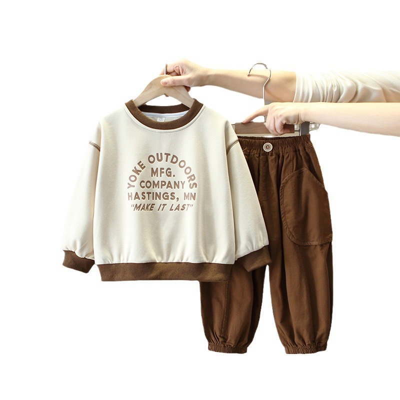 6127 Traje de primavera para niños 2025 nuevo suéter para niños fresco y guapo primavera y otoño estilo coreano hermoso traje de bebé de dos piezas