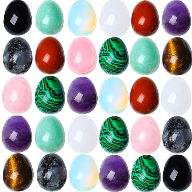 Natural Crystal 2cm Small Egg-Shaped Stone Jade Material Bird Egg Raw Stone Ornament Hand-Held Object for Playing With, Natural