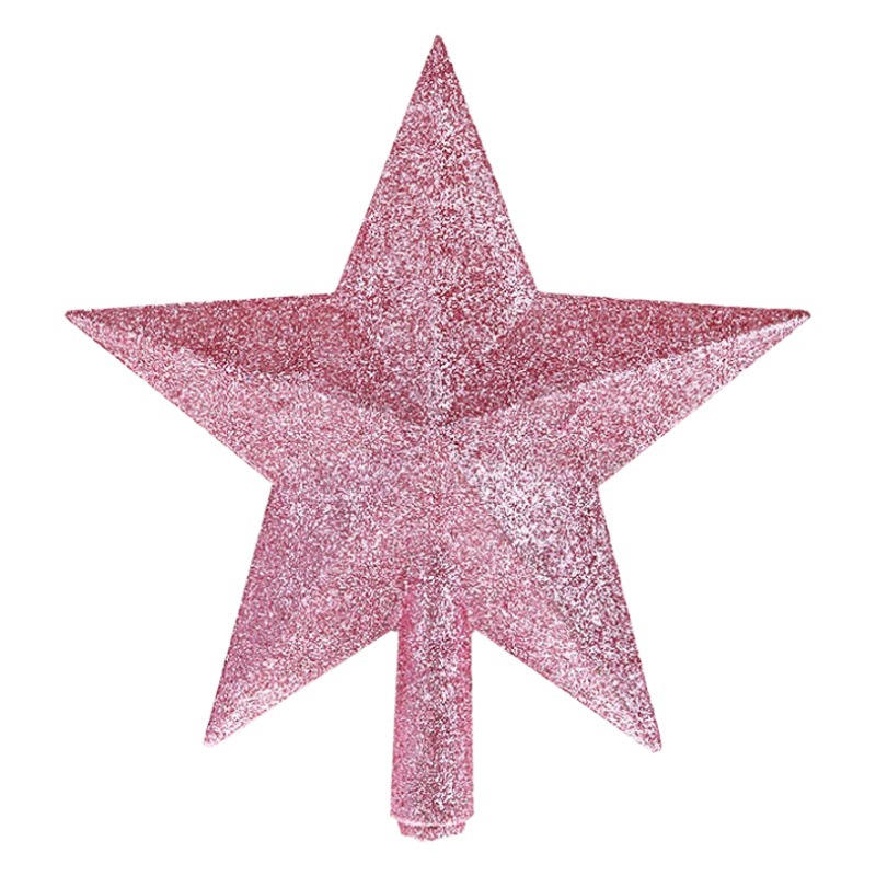 Adorno colgante de estrella para árbol de Navidad transfronterizo, decoración brillante en oro, plata y rojo, estrella de cinco puntas moldeada en 3D con polvo dorado.