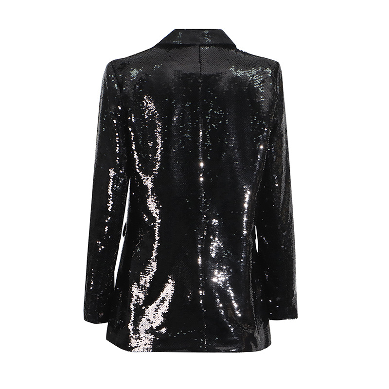 Giacca blazer donna elegante con paillettes scollo a v slim fit sera_voghion.com