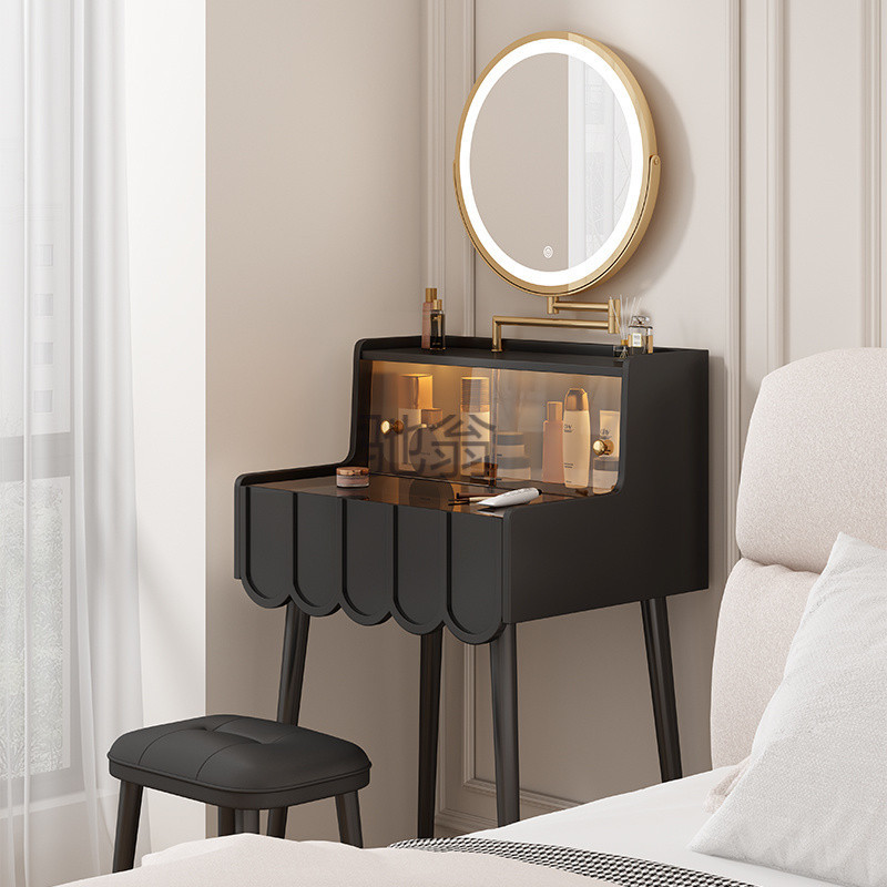 Lw0 French Cream Style Dressing Table Bedroom Simple Modern Accessible Luxury Small Mini Dressing Table Ultra Narrow 50cm