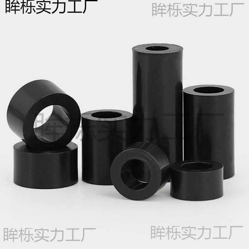 黑色尼龙隔离柱ABS直通垫柱套管圆体间隔垫圈m2M4M5M6M8M10-M12