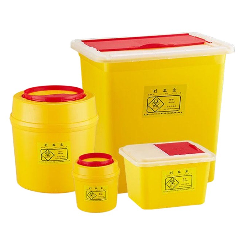 Wholesale medical sharps box square disposable push lid syringe box trash can hospital clinic round sharps box