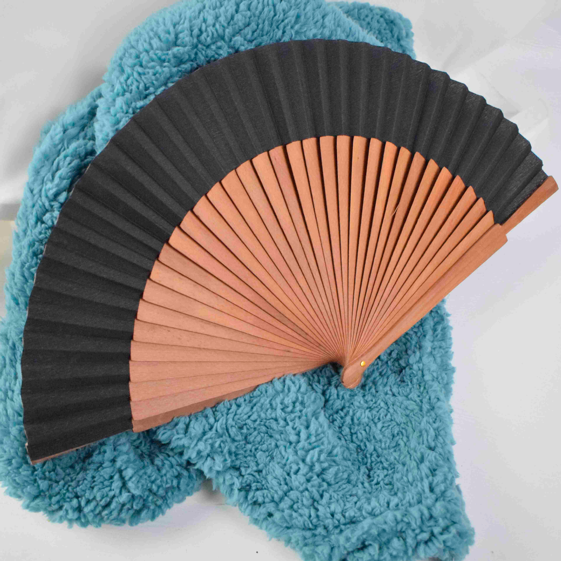 34 poliéster cuadrado ventilador de algodón brillante textura cepillo tung óleo hierro hueso de madera ventilador de madera español hermoso ventilador de regalo hecho a mano