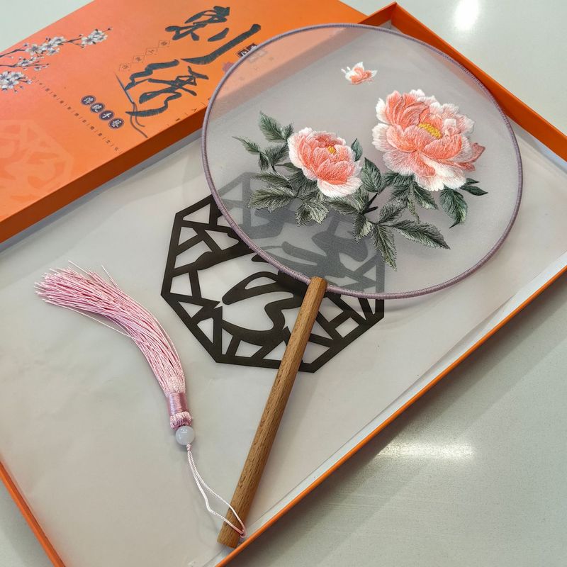 両面刺繍団扇古風扇子円扇刺繍扇子両面刺繍団扇蘇刺繍団扇漢服舞踏扇|undefined